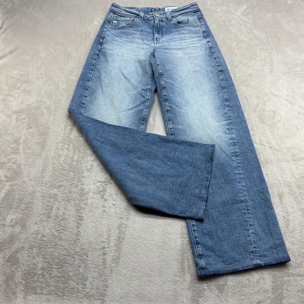 AG Adria Twisted Wide Leg Jeans Women's 24 Blue Low Rise Italian Denim Boho Y2K